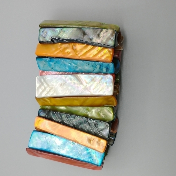 Colorful Bracelets - Peach Opal, Cat's Eye, Seashell - Picture 3 of 9